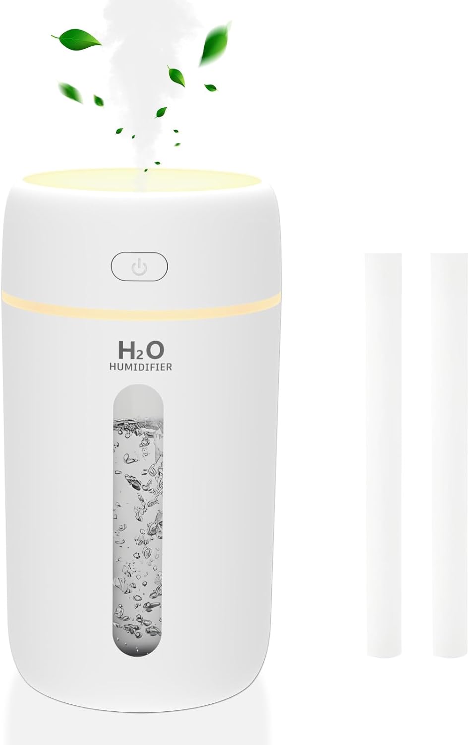 Lisacool petit humidificateur, mini humidificateur portable pour chambre à coucher, bureau, voiture, voyage avec veilleuse, arrêt automatique, super silencieux (blanc)