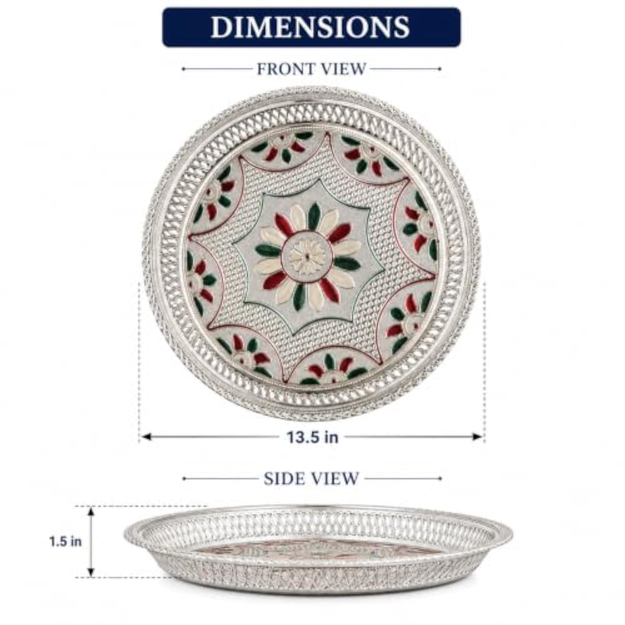 Silver Floral Decorative Fruit Basket 4 Pieces