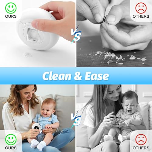 2-in-1 Electric Baby Nail Trimmer with LED Light & Nail File, 3 Adjustable Speed Gears Automatic Electric Nail Clipper with Storage Box, Safe Nail Care for Newborn Baby Kids Adults Seniors(White) - Image 3