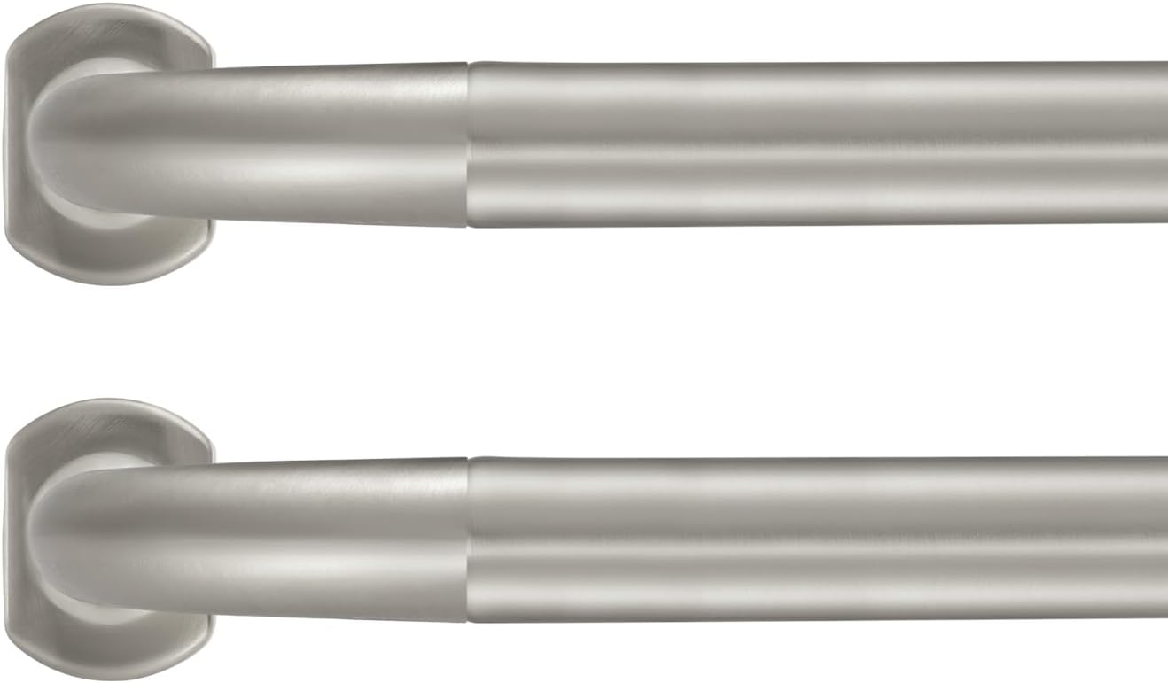 2 Pack 1Inch Diameter Wrap Around Curtain Rods, 28-48Inch Adjustable Length Room Darking Curtain Rods with Aluminum Finials and Brackets, Matte Nickel 28-48" Matte Nickel