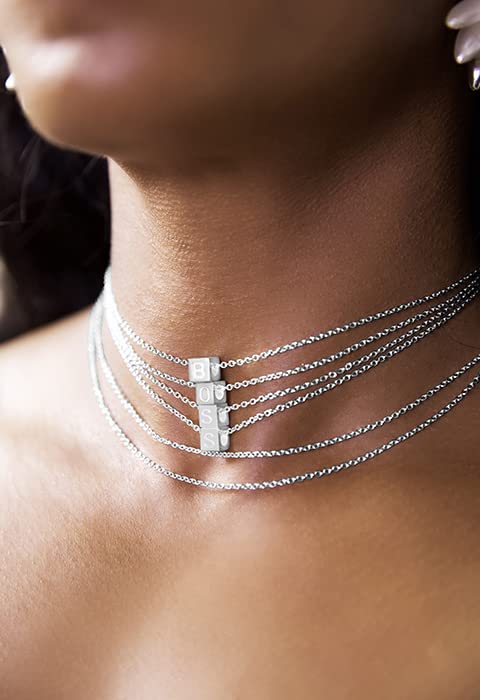 Cube Initial Necklace | Cube Necklace With 18” Cable Chain | Women's Jewelry | Jewelry Gifts For Women | Handmade Jewelry Made In The USA (A-Z)3