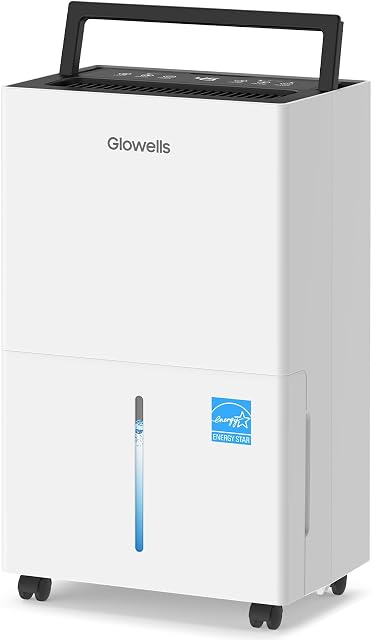4500 Sq.ft Energy Star Dehumidifier for Home Basement, Glowells 52 Pints Large Room Dehumidifier with Drain Hose & Water Tank 0.58 Gal, Dehumidifiers with Smart Humidity Control, Auto Defrost