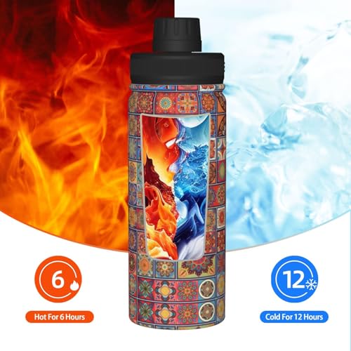 Botella de agua de acero inoxidable con flores regalo para deporte 7