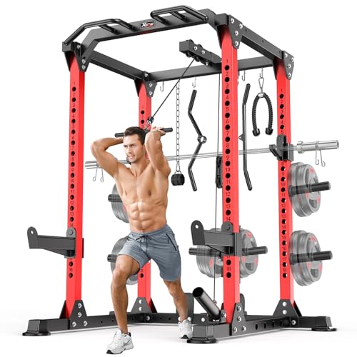 Image of Power Rack Power Cage Multi-Function Squat Rack with Cable Crossover System Selectable More Training Attachment Power Rack for Garage & Home Gym