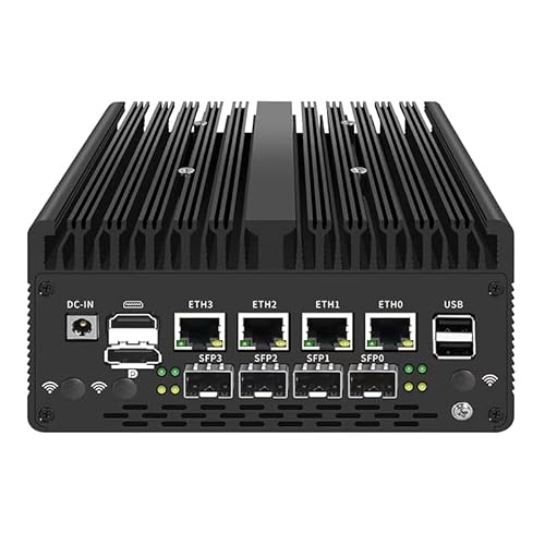 FakestarPC 4Xi226 2.5G Firewall Appliance de 12ª generación Pentium Gold 8505 4 x 10G SFP 4xUSB, Type-C USB2.0, 2 DDR5 NVMe Mini PC pf-Sense Proxmox ESXi Server