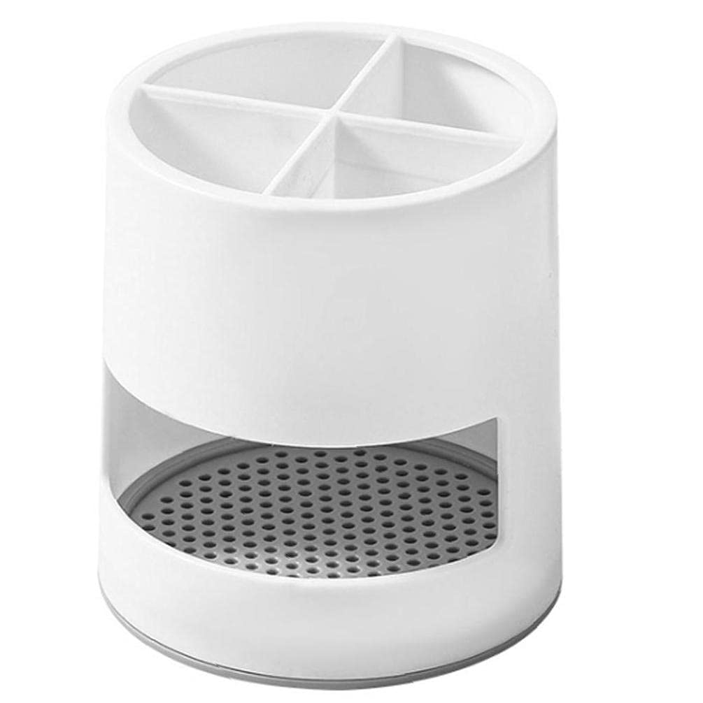 Allwiner White Toothbrush Holder With 4 Compartments,Multifunctional Toothbrush Storage Caddy Tumbler For Easy Mould-Free Bathroom Storage - Toothbrush Pot