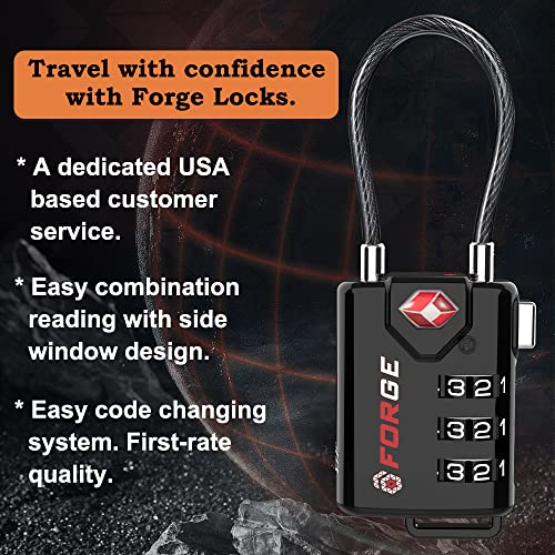 Tsa Approved Cable Luggage Locks, Re-Settable Combination With Alloy Body #TOP2
