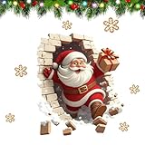 Opdestn Vinilo De Pared De Papá Noel | Pegatinas De Navidad Decoración Papá Noel Rompiendo La Pared | Pegatina Para Sala De Estar,Para Fiesta De Navidad Cocina Sala De Estar Baño Dormitorio Oficina