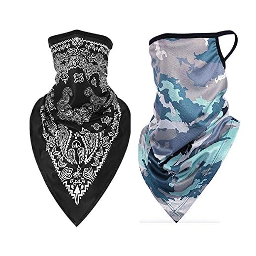 Pañuelo unisex Máscara que cubre la cara Bufanda Cara Rave Balaclava Cuello Polaina con orejeras, paño antipolvo, lavable (Paquete de 2 a 7)