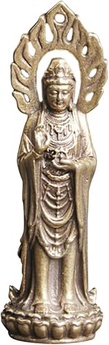 Miniatura 1 de EXCEART Quan Yin Feng Shui Estatua de Buda – Escultura budista de latón Kuan Yin Mini atrae riqueza prosperidad y suerte, decoración budista