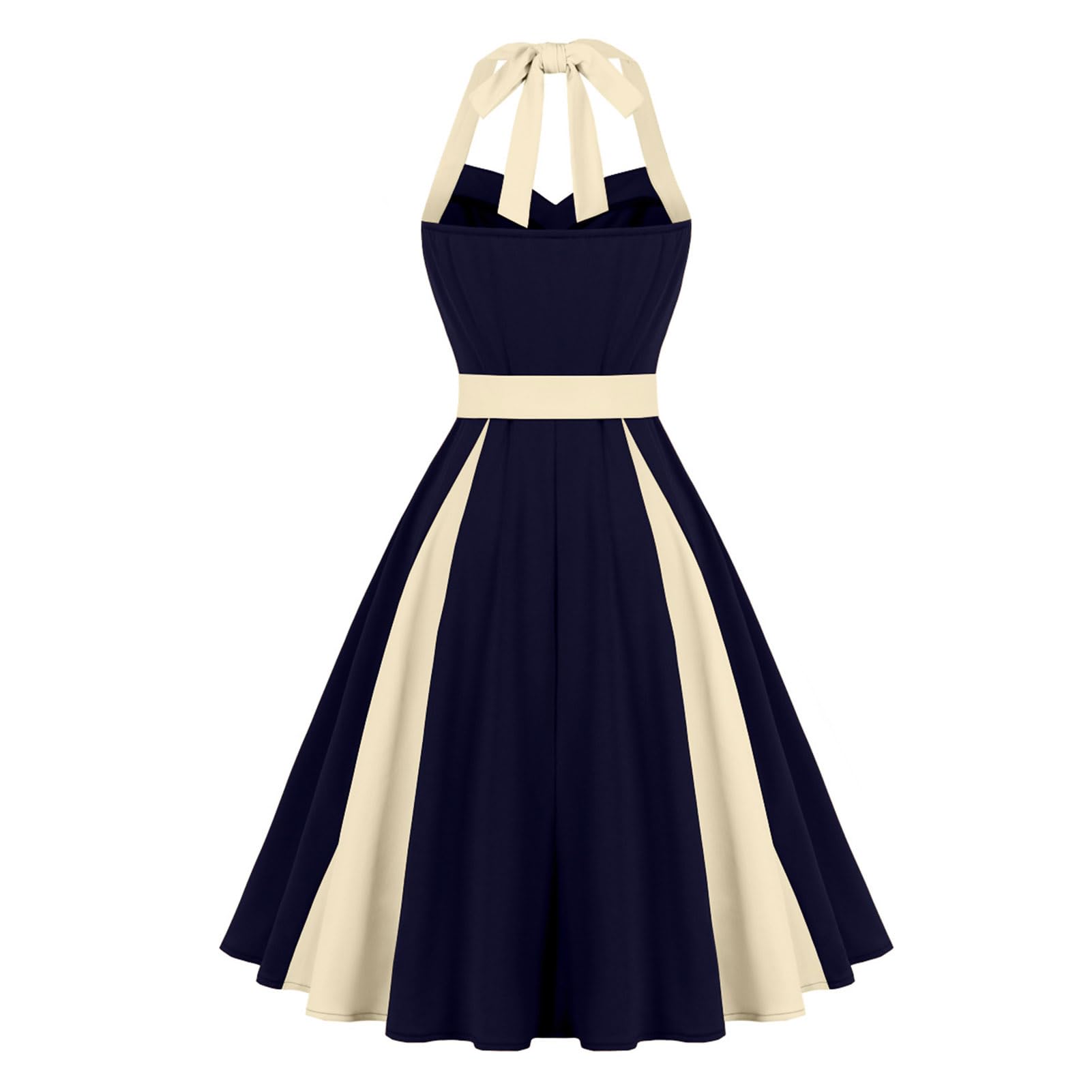 Abito da donna Rockabilly con allacciatura al collo, elegante abito da cocktail anni '50 con cintura, stile vintage, per Halloween, cosplay, carnevale, feste