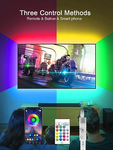 KANTUTOE TV Lights, 4m RGB LED Strip Lights for 32-55 Inch TV, Music Sync Bluetooth APP and Remote Control, USB Powered for Gaming/Bedroom