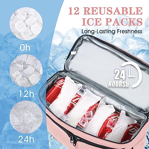 Image of Scothen Backpack Cooler with Double Decker & 12 Ice Packs- Keeps 36 Cans Cold for Up to 24 Hours- Waterproof & Leak Proof Insulated Cooler Backpack- Stylish Cooler Bookbag for Women Travel Work Beach