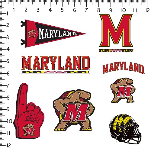 Image of University of Maryland 8ct Vinyl Sticker Pack - Large Waterproof Decals for Laptops, Water Bottles, Tablets, Vehicles, Scrapbooks & More - Officially Licensed UMD Designs