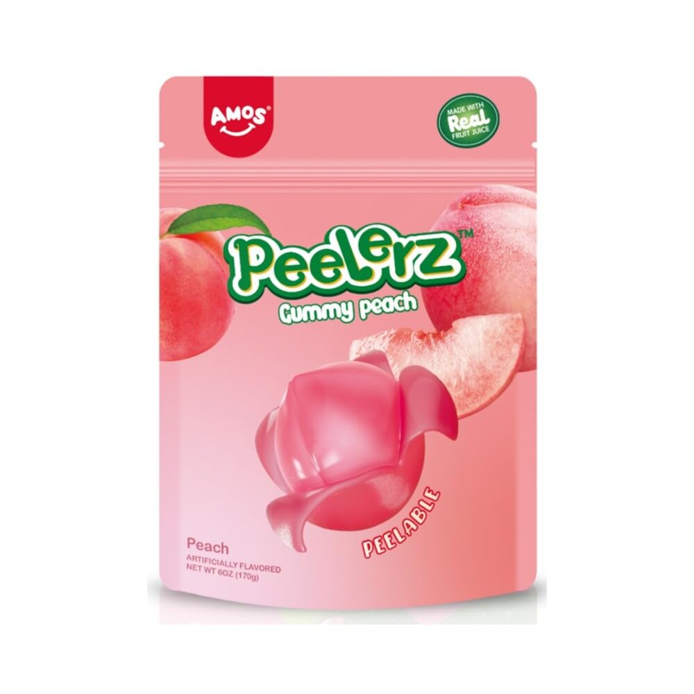 Peelerz Gummy Peach Peeling Candy Peelable Fruit Snacks I 6oz (170g) Pack of 2 I US Import