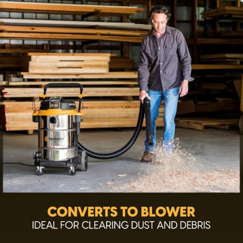 Image of Vacmaster VJE1412SW0201 Beast Professional Series 14 Gal. 6.5 HP Steel Tank Wet /Dry Vac with Cart