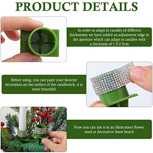 48 Pcs Christmas Green Taper Candle Holder Plastic Candle Holders Floral Candle Holder Candleholder For Weddings Celebrations Advent Wreaths Party Flower Arrangements Bridal Shower Banquets #TOP2