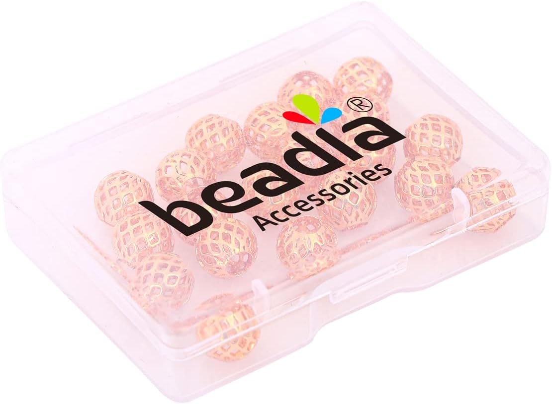 BEADIA 18K Gold Plated Round Hollow Spacer Beads 10mm 20pcs Large Hole for Jewelry Making Findings Gold 1# 10mm