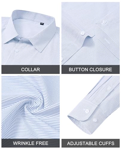 Mens Dress Shirts Long Sleeve Button Down Shirt Wrinkle Free Stripe Dress Shirt Regular Fit Business Casual Shirts2