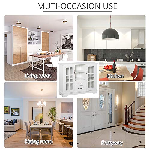 image for HOMCOM Modern Sideboard Storage Console Cabinet with Glass Door and Dr