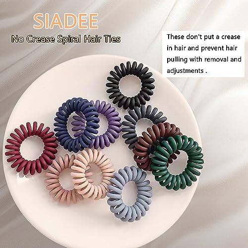 Image of 20Pcs Spiral Hair Ties, Elastic Hair Ties For Women Girls, Matte No Crease Spiral Hair Coils, Ponytail Hair Band, Telephone Cord Plastic Hair Ties For Thick or Thinning Hair (Matte Color - 20Pcs)