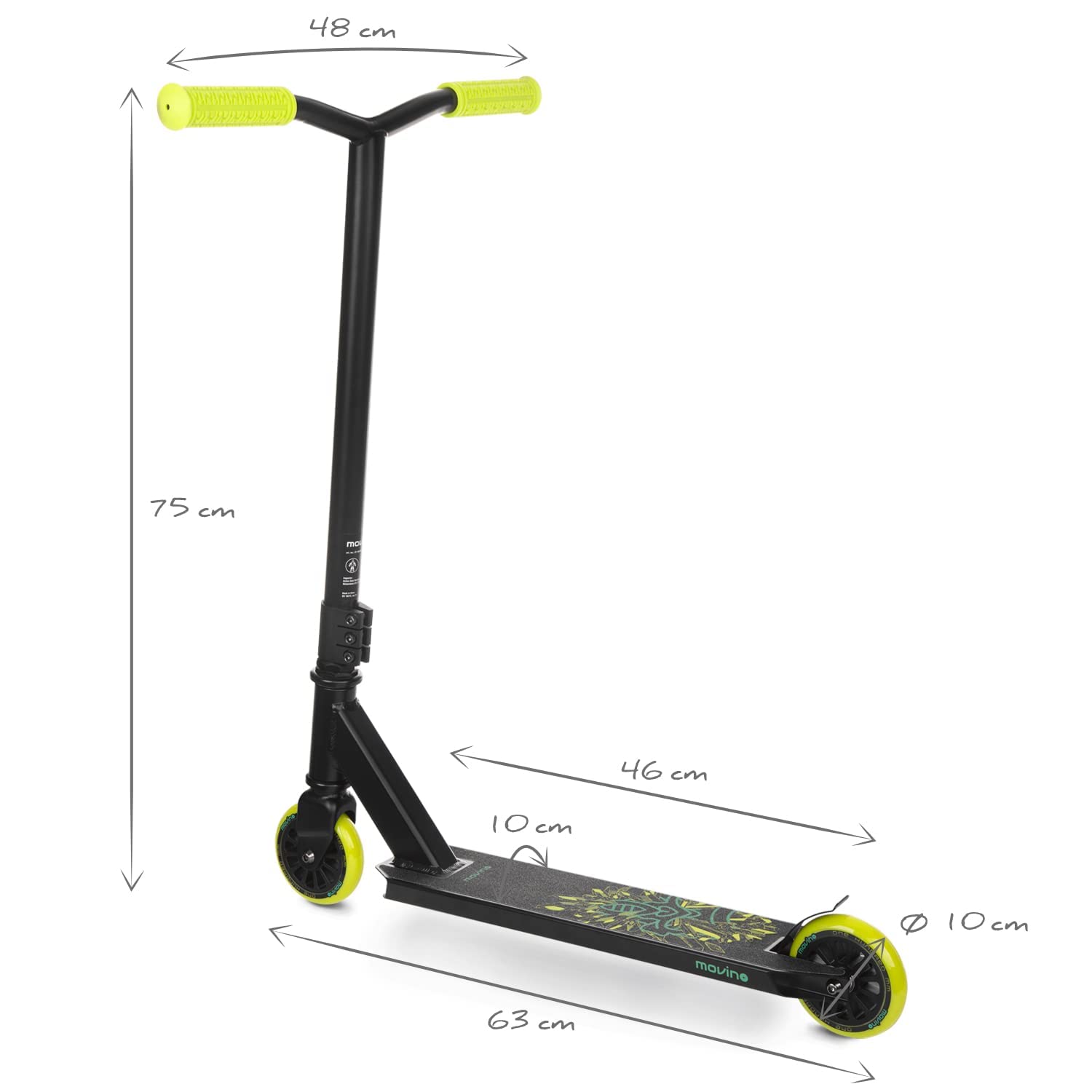 Movino Tyro hulajnoga | hulajnoga freestyle | ABEC 9 | hulajnoga dla dzieci | kierownica 100 mm | podstawa z aluminium 6061 | waga 2.9 kg