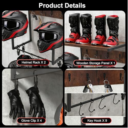 Soporte para casco de moto doble para evitar caídas y optimizar espacio 7