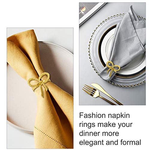 Napkin Rings Set of 6, Gold Napkin Rings Bowknot Napkin Buckles Holder for Wedding Dinner Party Table Decoration Receptions Christmas Family Gatherings
