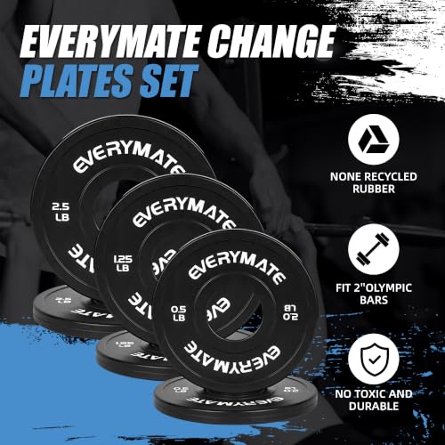 Image of EVERYMATE Change Weight Plates 1.25LB 2.5LB 5LB Set Fractional Olympic Bumper Plates for Cross Training Steel Insert Strength Training