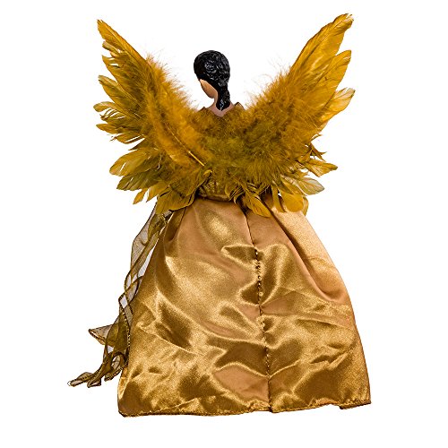 Kurt Adler Ul 10-Light African American Angel Christmas Treetop Figurine, 13-Inch, Gold #TOP3