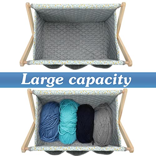Image of Yarn Caddy Large Size Yarn Storage Organizer for Yarn Skeins-Organizer for Crochet Hooks Knitting Needles Other Accessories (Rose-Grey)
