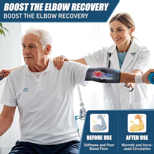 AOOWU 2 Stücke Ellenbogenbandage, Tennisarm bandage für Damen Herren, Kompression Ellenbogen Bandage für Arthritis, Sehnenentzündung, Ellenbogenschoner für Sport, Golferarm, Tennisarm Armbandage(L)