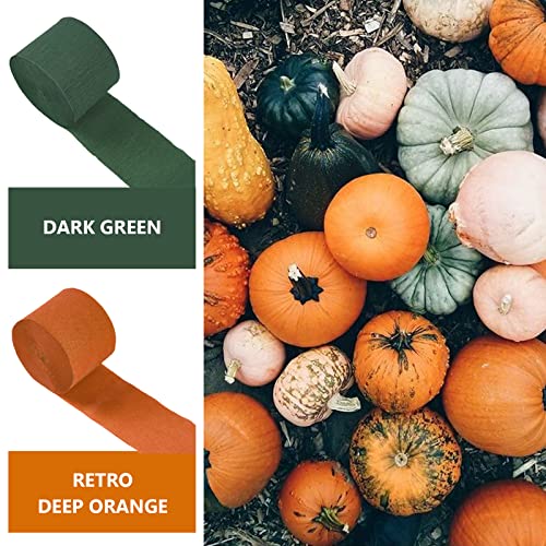 Image of PartyWoo Crepe Paper Streamers 4 Rolls 328ft, Pack of Green and Orange Crepe Paper for Party, Wedding, Birthday, Baby Shower Decorations (1.8 Inch x 82 Ft /Roll)