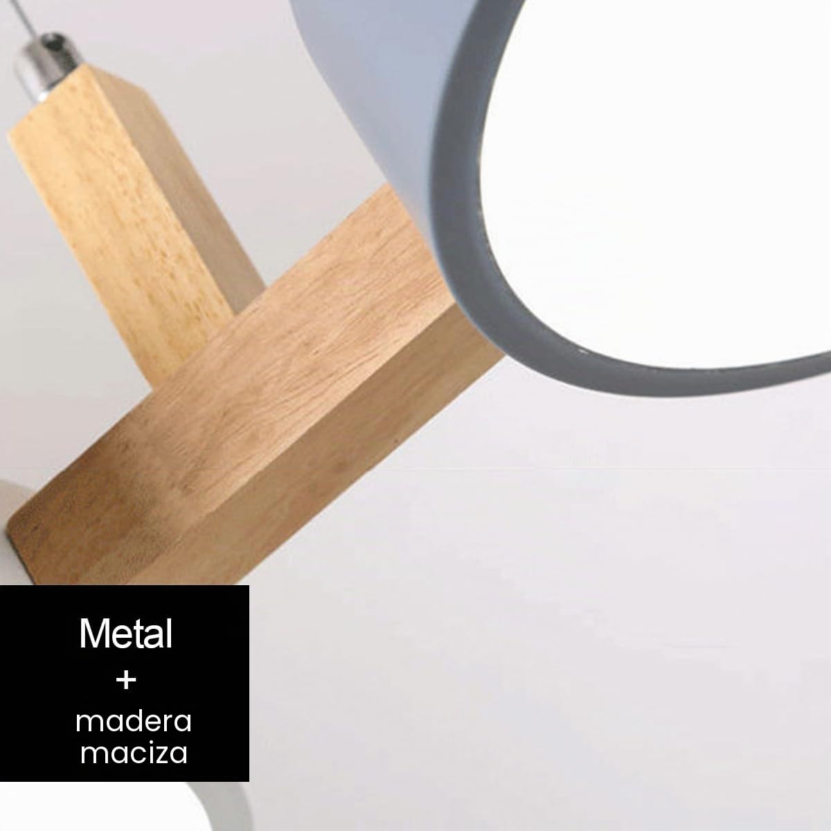 Lámpara Colgante nórdica de 3 Cabezas, lámpara Colgante de Hierro, lámpara Colgante de Madera Maciza, lámpara Colgante LED Creativa de Altura Ajustable para Sala de Estar