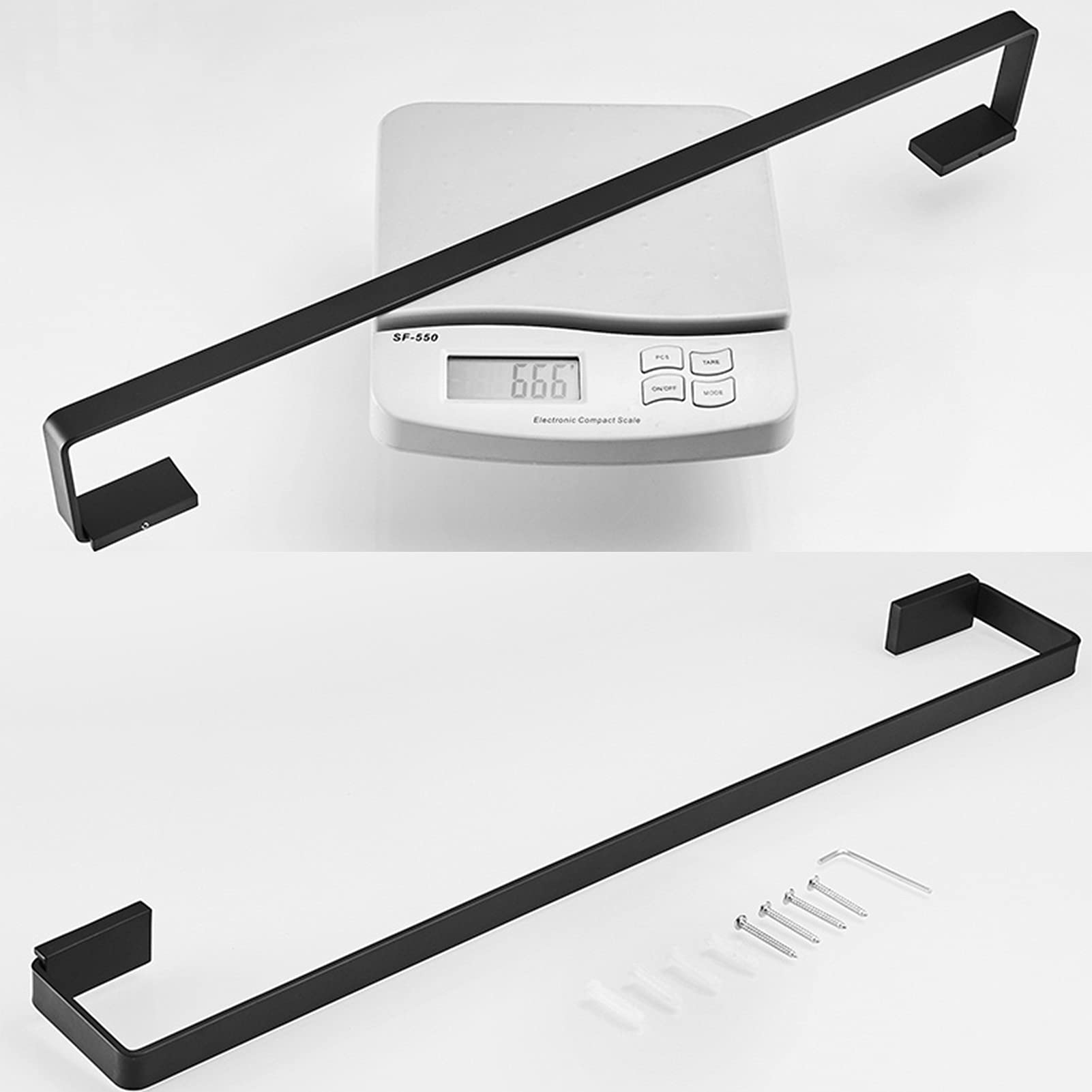 Barra portasciugamani Quadrata Singola montata a Parete, portasciugamani Nero per Accessori da Bagno e Cucina, 30 cm-80 cm, opzionale/70 cm