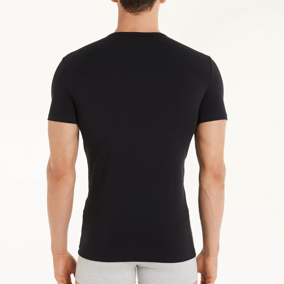 Liabel - Maglia Termica da Uomo (Pacco da 2), Cotone Termico Invernale, Tessuto Interlock, Scollo V e Girocollo - Nere e Bianche