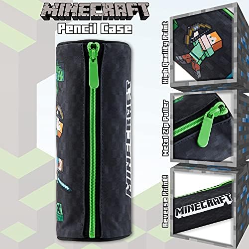 Minecraft Pencil Case, Kids Pencil Case, Boys School Supplies, Minecraft Gifts (Black)