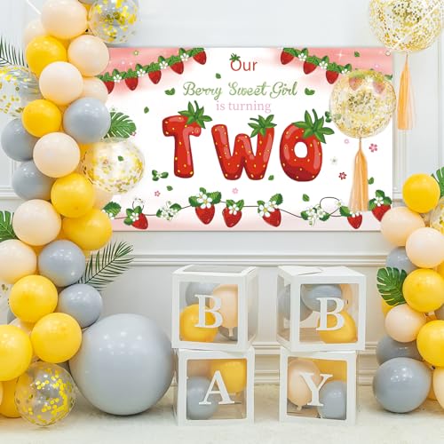 Fondo de cumpleaños fresa 42.9 x 70.2 pulgadas para niñas miniatura 7