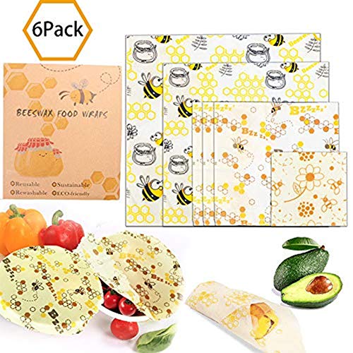 Alytimes Bienenwachs-Wraps Beeswax Warps 6er-Set Bienenwachstücher Wachspapier für Lebensmittel Wax Paper Aus natürlichem Bienenwachs