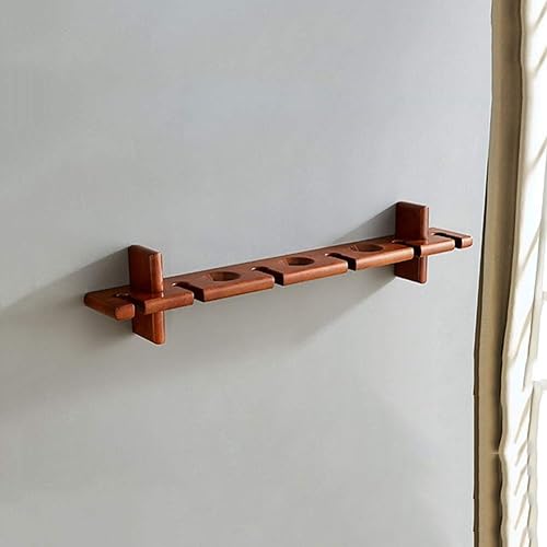 Miniatura 3 de Estante de pared estantes flotantes montado en la pared estante de botella de vino de madera y soporte de vidrio, 6 soportes de vidrio de tallo
