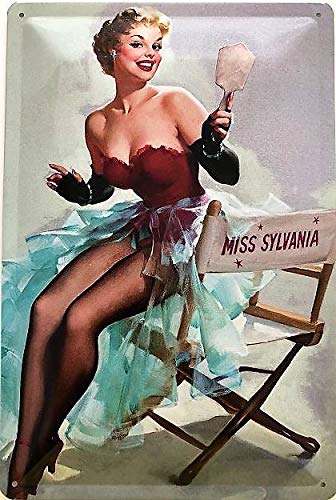 Deko7 Miss Sylvania - Placa decorativa (30 x 20 cm), diseño de chica pin up
