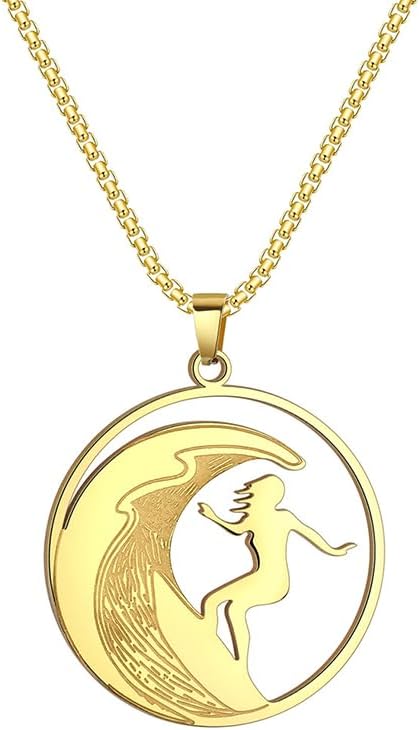 Coin Necklaces For Women, 14k Gold Plated Hollow Surfer Necklace Stainless Steel Metallic Style Minimalism Statement Jewelry Gift