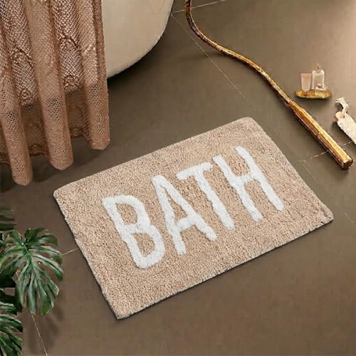 Image of Bathmat 1200 GSM Microfiber Machine Washable and Quick Dry Bathroom Mats for Bathroom /Kitchen /Livin Room /Home /Office /Entrance (38cm x 58cm, Pack of 1) Cream