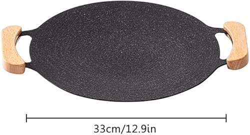 Miniatura 9 de YMYL Sartén antiadherente coreana, sartén redonda de barbacoa de 13 pulgadas con 2 asas portátiles, compatible con estufa, inducción, fogata,
