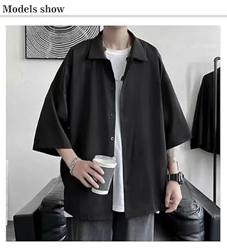 Amazon.co.jp: [naokao] シャツジャケット 半袖 メンズ 5分袖