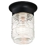 Design House 587220 Jelly Jar 1-Light Indoor/Outdoor Flush Mount Ceiling Light, Black