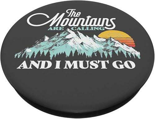 Miniatura 2 de Mountains Are Calling & I Must Go Retro 80s Vibe Graphic PopSockets intercambiables PopGrip