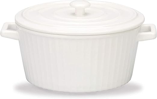37 Oz Chinese Ceramic Round Dish Casserole/Ceramic Baking Bowl for Oven Round Casserole Dish Noodle Bowl Bakeware with Handle and Lid Pink-1.1L (White 1.1L)