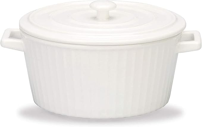 37 Oz Chinese Ceramic Round Dish Casserole/Ceramic Baking Bowl for Oven Round Casserole Dish Noodle Bowl Bakeware with Handle and Lid Pink-1.1L (White 1.1L)
