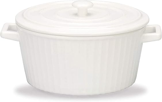 37 Oz Chinese Ceramic Round Dish Casserole/Ceramic Baking Bowl for Oven Round Casserole Dish Noodle Bowl Bakeware with Handle and Lid Pink-1.1L (White 1.1L)